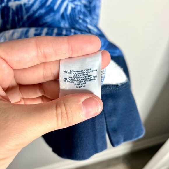 Lands' End Serious Sweats Raglan Sweatshirt Blue Tie Dye Palm Lounge Comfy 2X - Picture 3 of 4